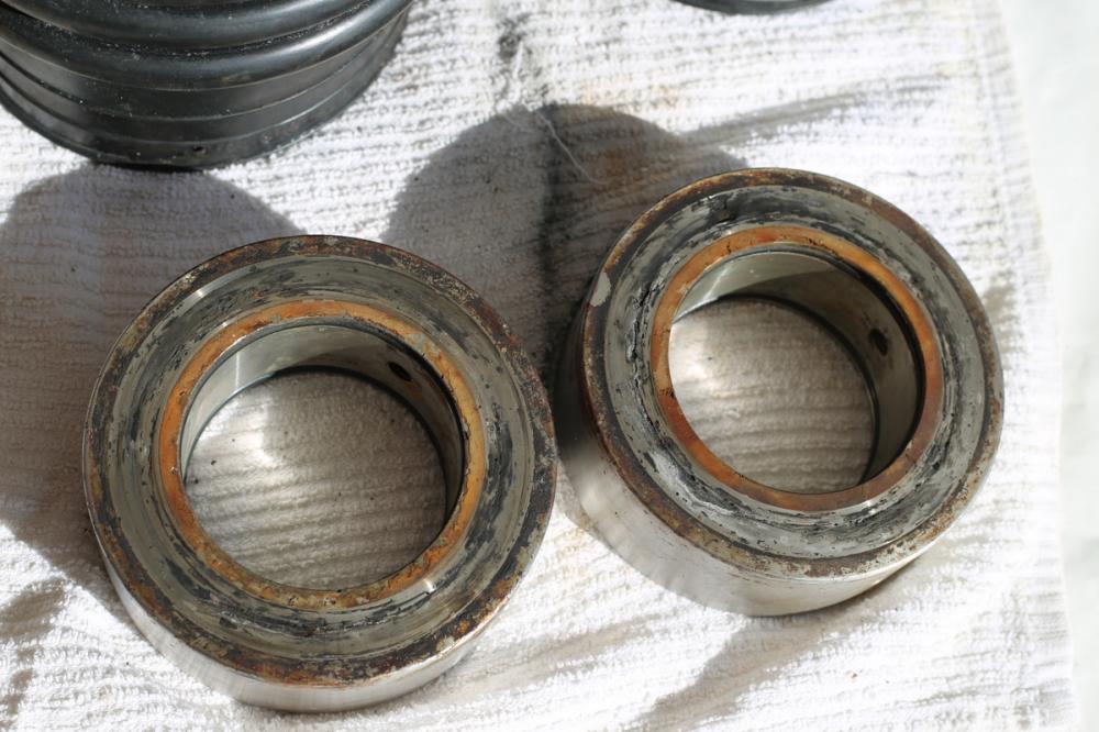 Damaged shaft seal rotors.  Notice all the pitting.